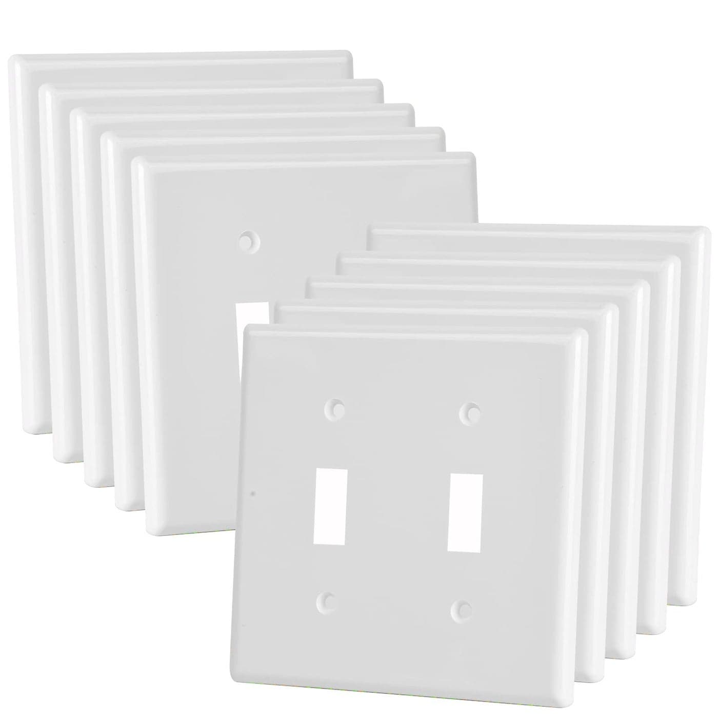 MLLIZH Toggle Light Switch Cover Double Switch Plate Covers 2Gang Decorator Wall Plate Dual Switch Faceplate White 10Pack