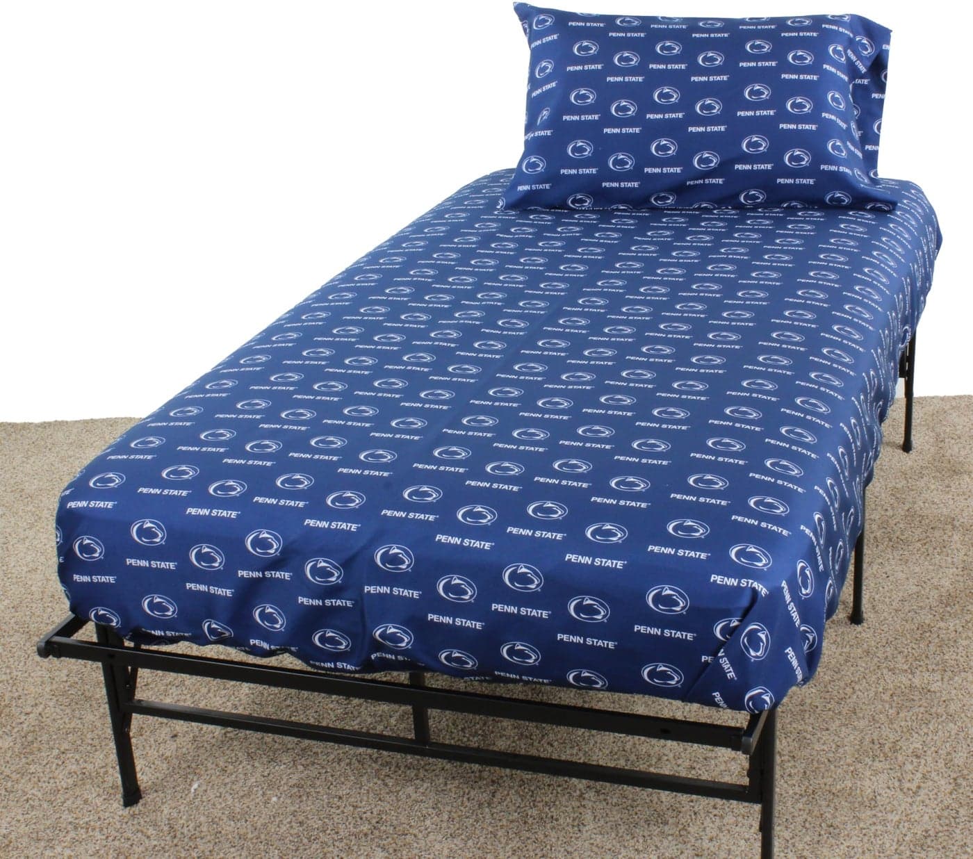 College Covers Everything Comfy Penn State Nittany Lions Queen Sized 4 Piece Sheet Set, Team Color Background, 1 Flat Sheet, 1 Fitted Sheet, 2 Pillowcases