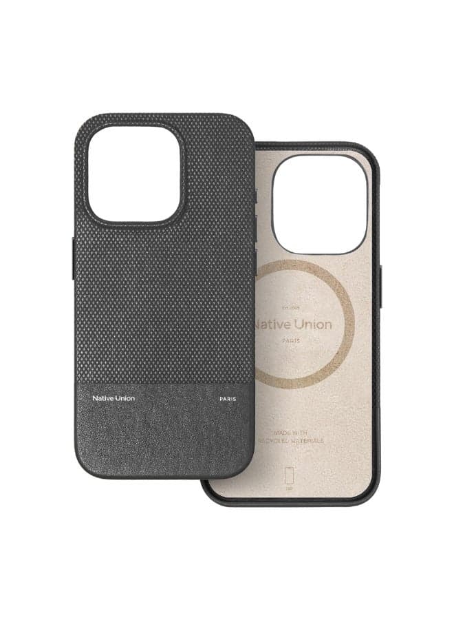 (RE)Classic Leather Case w/ Magsafe for Apple iPhone 16 Pro 6.3" 2024| Italian Leather from Recycled Materials, 6-Ft Drop And Scratch Protection, Raised Edges, Wireless Charging - Black