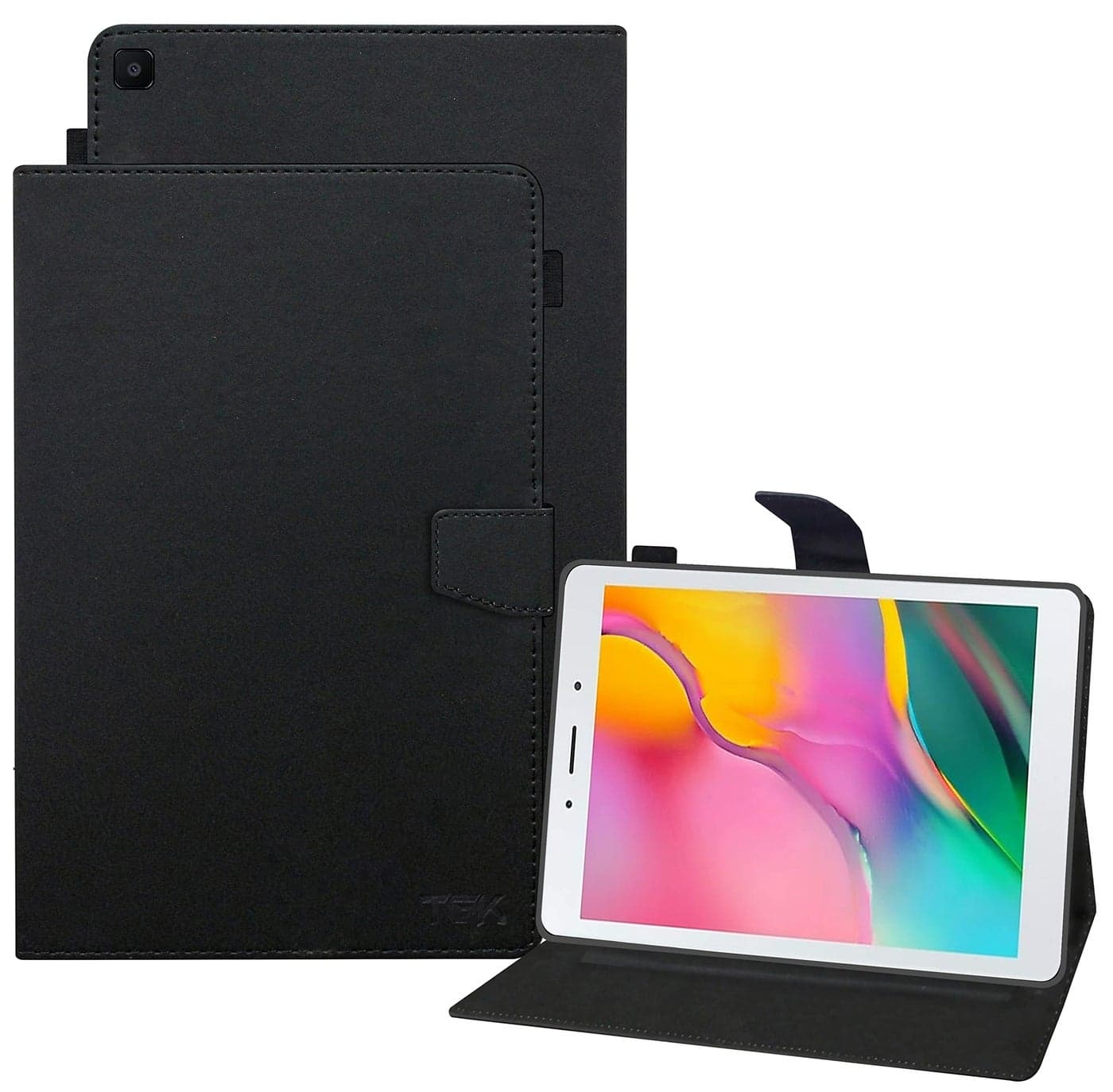 TGK Leather Flip Stand Case Cover for Samsung Galaxy Tab A 8.0 inch (2019) SM-T290, SM-T295 with Stylus Holder, Black
