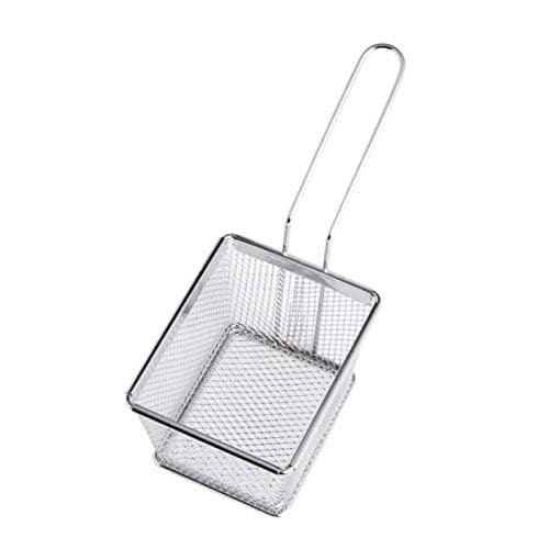 Khandhar Food Strainer Mini Square Fry Basket French Fry Chip Food Baskets for Serving Stainless Steel Fry Basket with Handle Mini Deep Fryer Basket