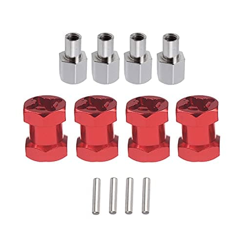 4Pcs RC Wheel Spacers 12mm Wheel Hex Hub 15mm Extension Adapter for 110 RC Crawler Axial Scx10 90046 D90 Redcat RC Hex Drive Adapter Combiner Coupler Red15mm