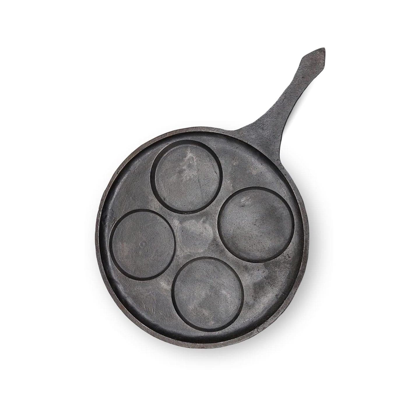 Zishta Cast Iron Mini Uttapam Pan Non Stick PreSeasoned Cast Iron Pan Uthappam Dosa Tawa Cast Iron Dosa Tawa Uthappam Pan with 4 Cavities and Handle Pancake Maker Naturally Non Stick Cookware