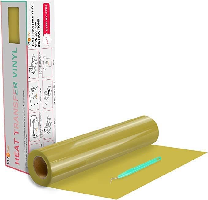 HTVRONT HTV Vinyl Rolls Heat Transfer Vinyl 12 x 20ft Gold HTV Vinyl for Shirts Iron on Vinyl for All Cutter Machine Easy to Cut Weed for DIY Heat Transfer Design Gold