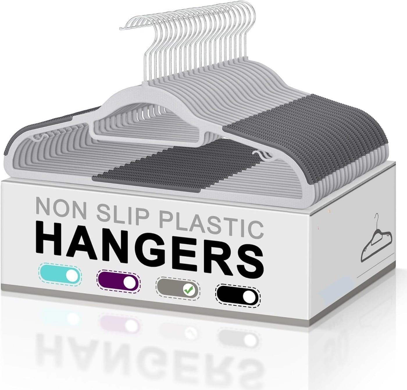 HOLLIO 20 Pcs Plastic Hangers Heavy Duty Clothes Hangers with Non-Slip Pads Space Saving 0.2" Thickness Super Lightweight Organizer Clothes Hanger for Wardrobe,Multi Purpose Use for Clothing Hanging