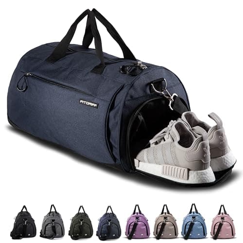 Fitgriff® Gym Bag V1 for Men & Women with Shoe & Wet Compartment - Duffle Bag for Travel, Sports, Fitness & Workout (Navy Blue, 23 x 12 x 12″ (M))