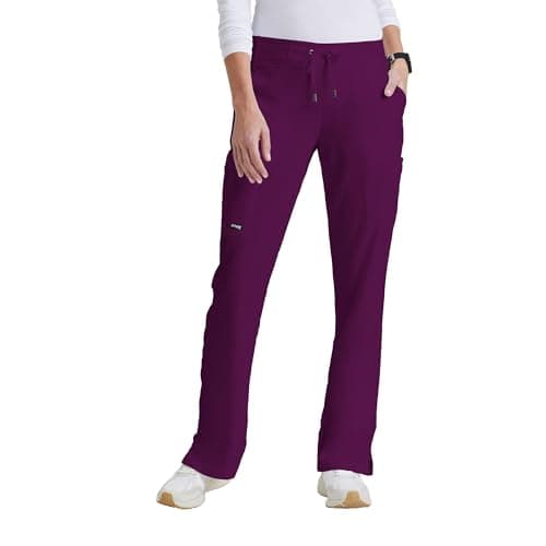 BARCO Grey s Anatomy Classic Mia Scrub Pant for Women Wine, 6-Pocket Low-Rise Straight Leg Bottoms with Natural Stretch, Soil Release Fabric, and Super-Soft Finish Medium, Regular Fit