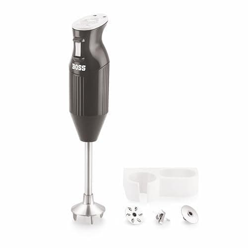 BOSS B132 Portable Hand Blender 225 Watts| Variable Speed Control | 3 Years Warranty | Easy to Clean and Store | ISI-Marked, Dark Grey, Stainless Steel