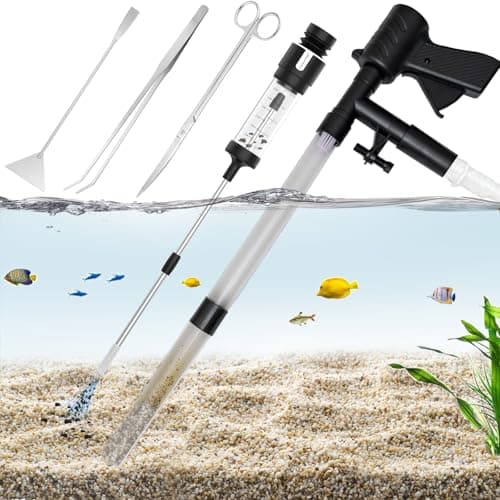 Carefree Fish Aquarium Gravel Cleaner 15~30In Multi-Functional Syphon Feeding Tube Upgraded Turkey Baster Stainless Steel Long Tweezers Long Scissors Long Base Leveling Shovel