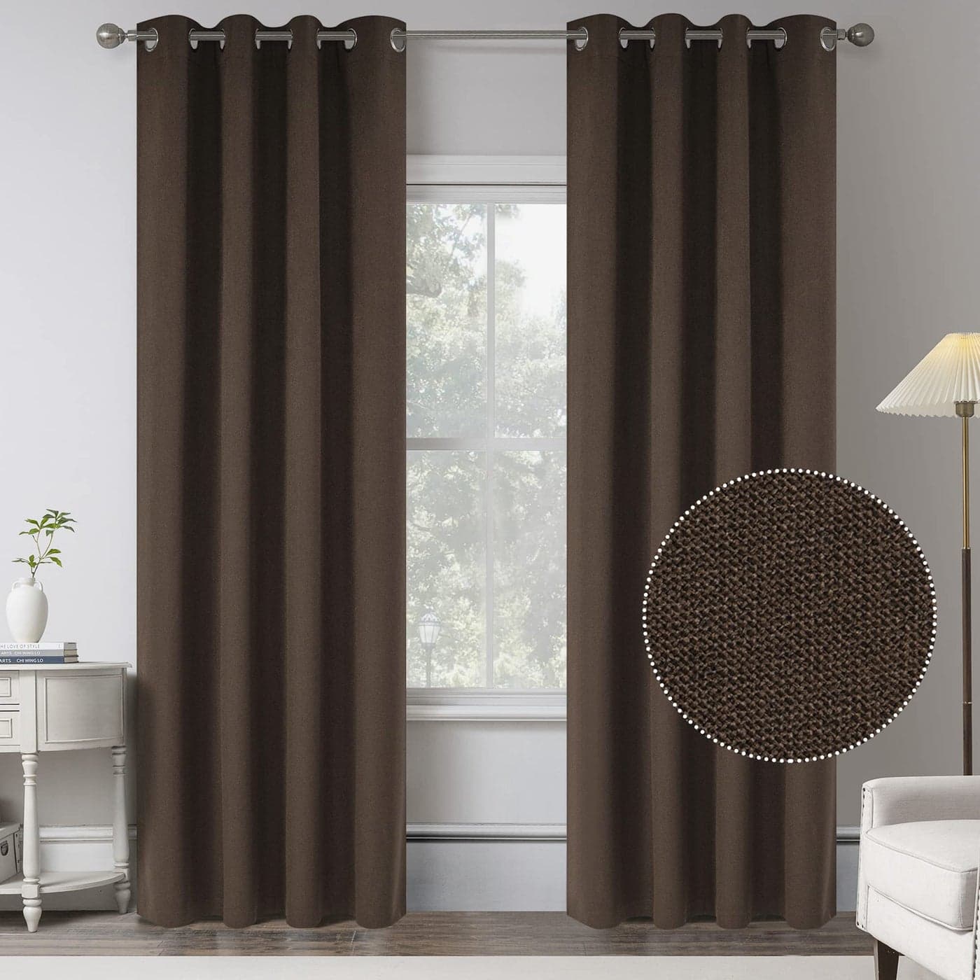Cocoa Brown Linen 100 Blackout Curtains 84 inch length 2 panels for Bedroom Burlap Textured Vintage Style Energy Saving Thermal Insulated Window Curtain Drapes for Living RoomW 52 x L 84 Inch