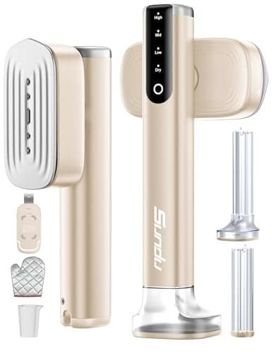 Travel Steamer for Clothes,Sundu Portable Handheld Garment Steamer,15s Fast Heat-up,2 Water Tanks (180 ml&100 ml),Steamer Ironing Gloves,45 Minutes of Continuous Ironing for Home,Travel(Pale Gold)