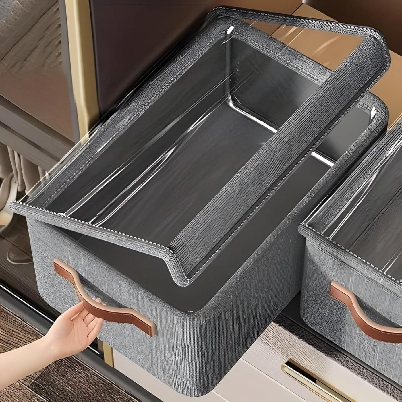 JOYSTER Foldable Wardrobe Organizer for Clothes Toys and Books Smart SpaceSaving Storage Box for Efficient Organization Ideal for Closets 26 LTR STORAGE BASKET WITH LID