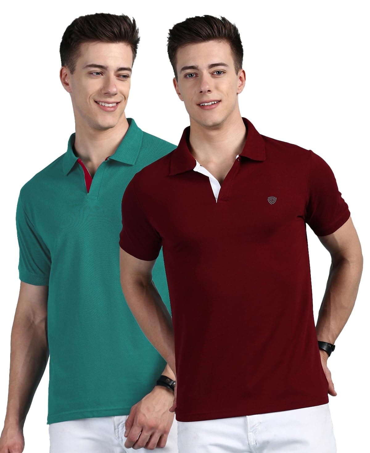 Lux Cozi Pack of 2 Maroon and Sea Green Regular fit Half Sleeves Polo Neck T-Shirt for Men |Polo Casual Tshirt for Men | 100% Combed Cotton - Colour Fresh, Quick Dry, Ultra Soft (Size : XX-Large)