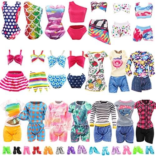BARWA 20 Pcs Doll Clothes Including 10 Sets Bikini Swimsuits Outfit Tops and Pants with 10 Shoes for 115 inch Dolls