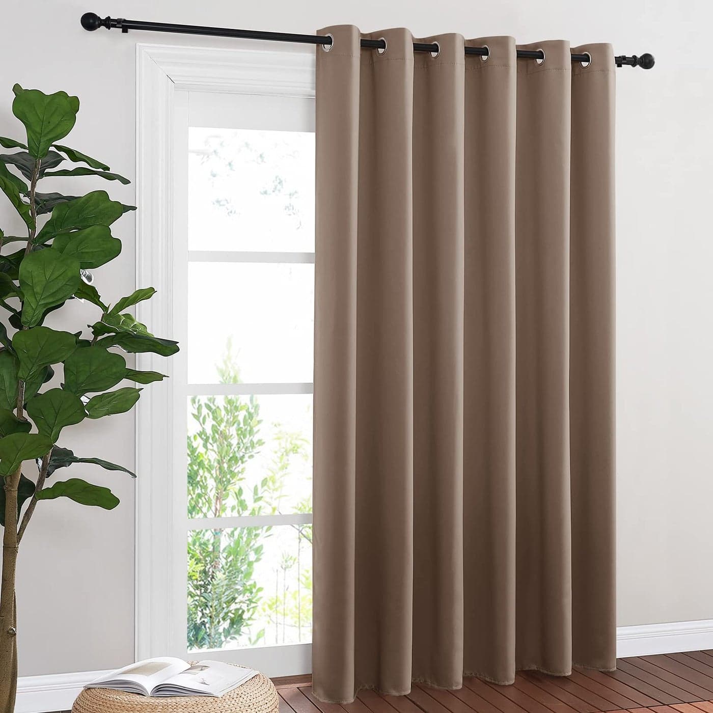 NICETOWN Blackout Blinds for Patio Door Sliding Door Insulated Blackout Curtains Extra Wide Curtain with Grommet Top for VillaHallParlor Cappuccino 80 inches W x 84 inches L