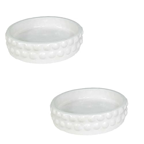 Lasaki Bubble Big Tray White Set of 2 | Round Ceramic (Plates/Saucers) for Pots, Planters, Flowers, Succulents | Decorative Garden Accessories | (H - 3 X D - 13 cm) Plants Not Included