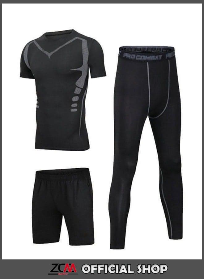 3-Piece Fitness Running Compression Suits