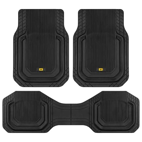 Cat ToughLiner Universal Car Floor Mats for Truck SUV Sedan Heavy Duty Trim to Fit All Weather Protection Flexible Rubber Floor Liners Front Rear Black Automotive Mats