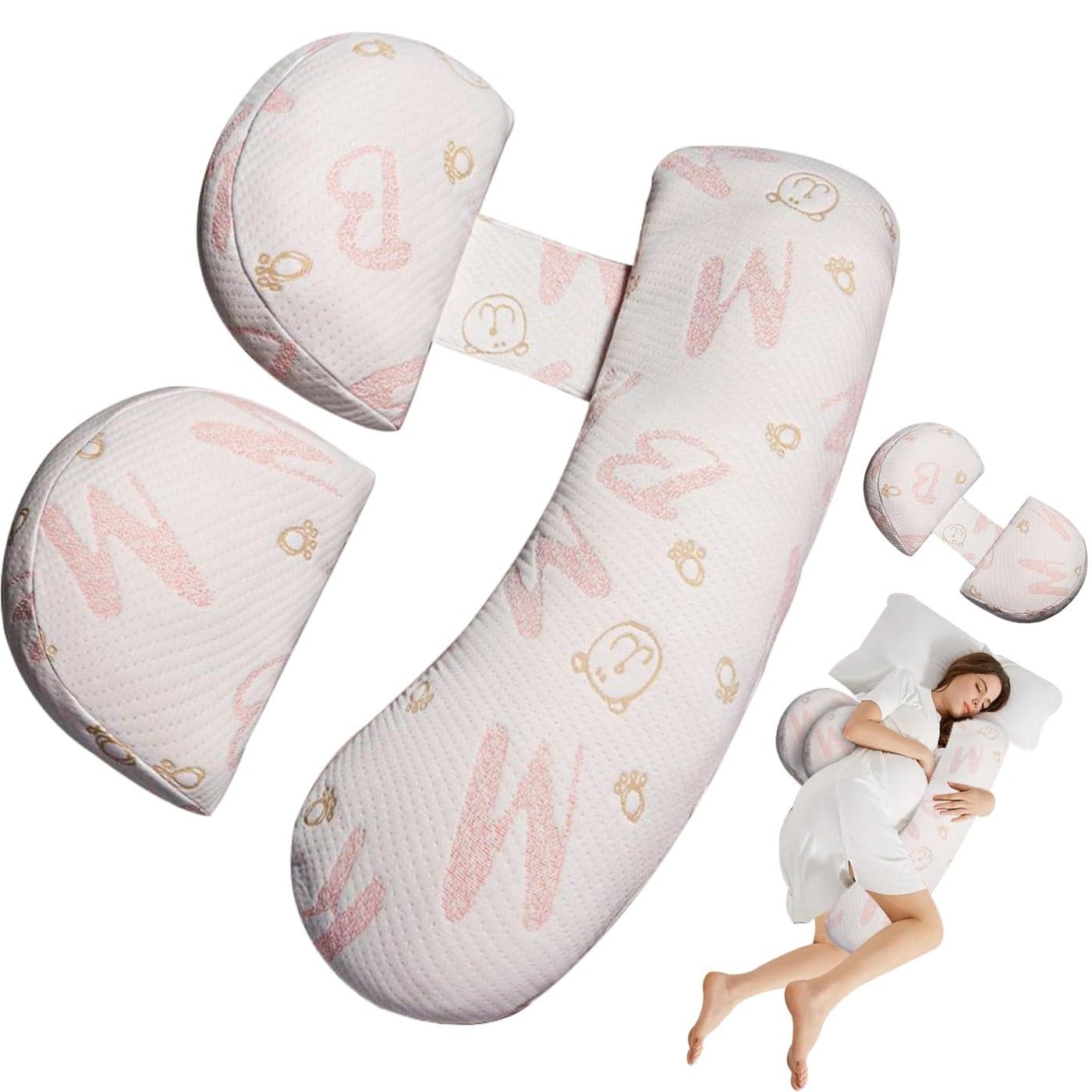 Oskeray Pregnancy Maternity Pillow for Sleeping Support for HIPS Backs Legs with Detachable and Adjustable Cover