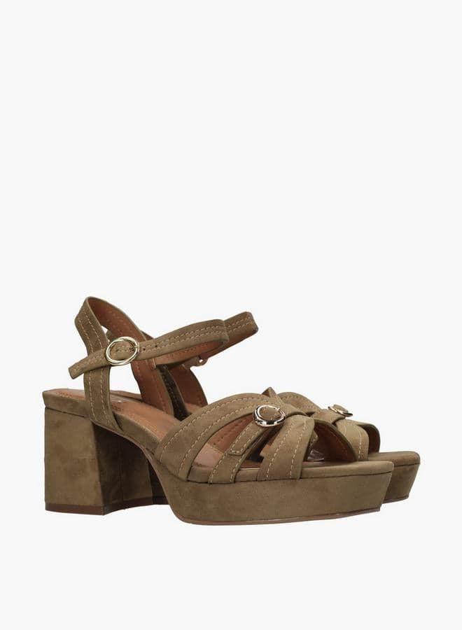 Women Tobie Nicky Buckle Accent Block Heel Sandals — 37
