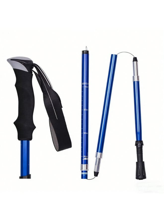 1PCS Foldable Walking Stick Outdoor Folding Trekking Poles Nordic Hiking Nature hike Antishock Adjust 5-Section Aluminum Alloy Alpenstock