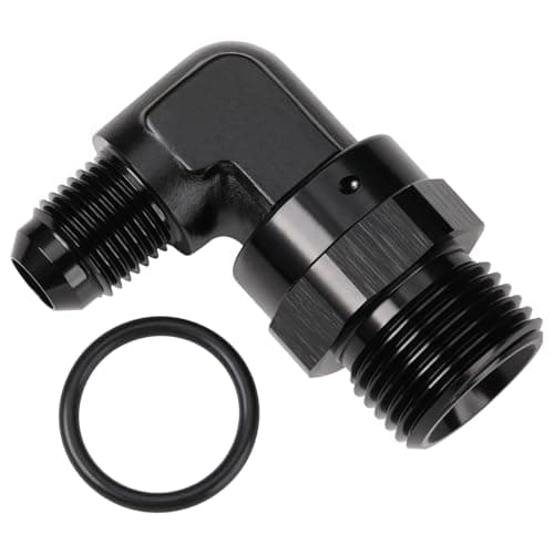 Podavelle 6AN Male Flare to 10AN 10 ORB Oring Boss 90 Degree Swivel Fitting Adapter Aluminum Black