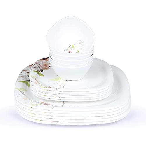 Golden Fish Melamine Dinnerware Set - 18 Pcs , White, Floral