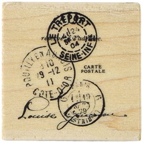 Inkadinkado French Postcard Wood Stamp for Card Decorating and Scrapbooking, 2'' W x 2'' L