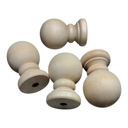 Pinehurst Crafts Wood Finial 2716 Inch 516 Hole Dowel Rod End Cap Topper Ornament Pack of 4