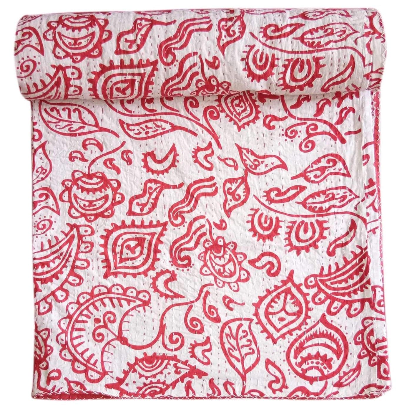 Kirti Textile and Handicraft Handmade Cotton Kantha Quilt Rajasthani Kantha Bed Cover Home Dcor Kantha Bedspread Throw