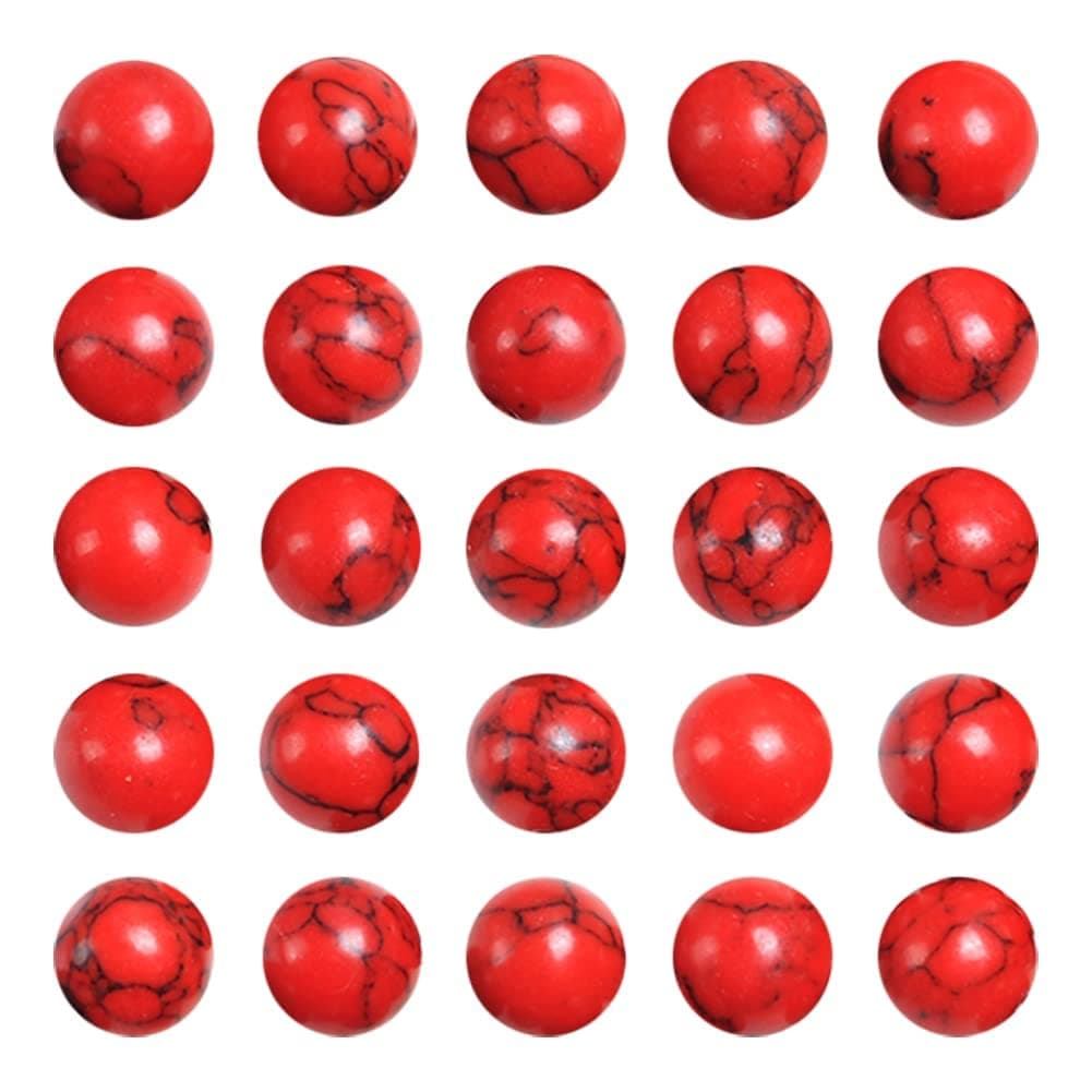 Red Turquoise Beads for Jewelry Making Handmade Turquoise Stone Beads for Bracelets Spacers Round Loose Beads Strand 30pcs 12mm Turquoise Jewelry Beads