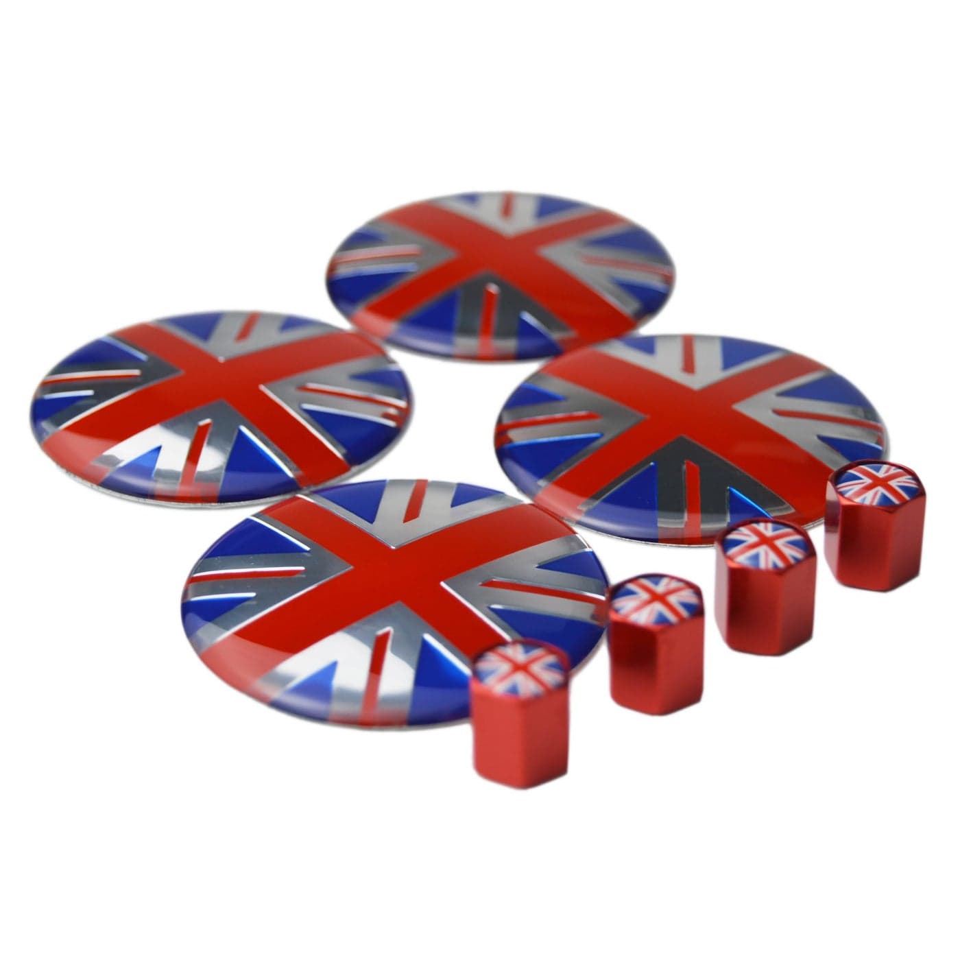 4X Union Jack UK Flag Wheel Center Cap Valve Stem Cap for Mini Coopers R50 R51 R52 R53 R55 R56 R57 R58 R59 R60 R61 F55 F56