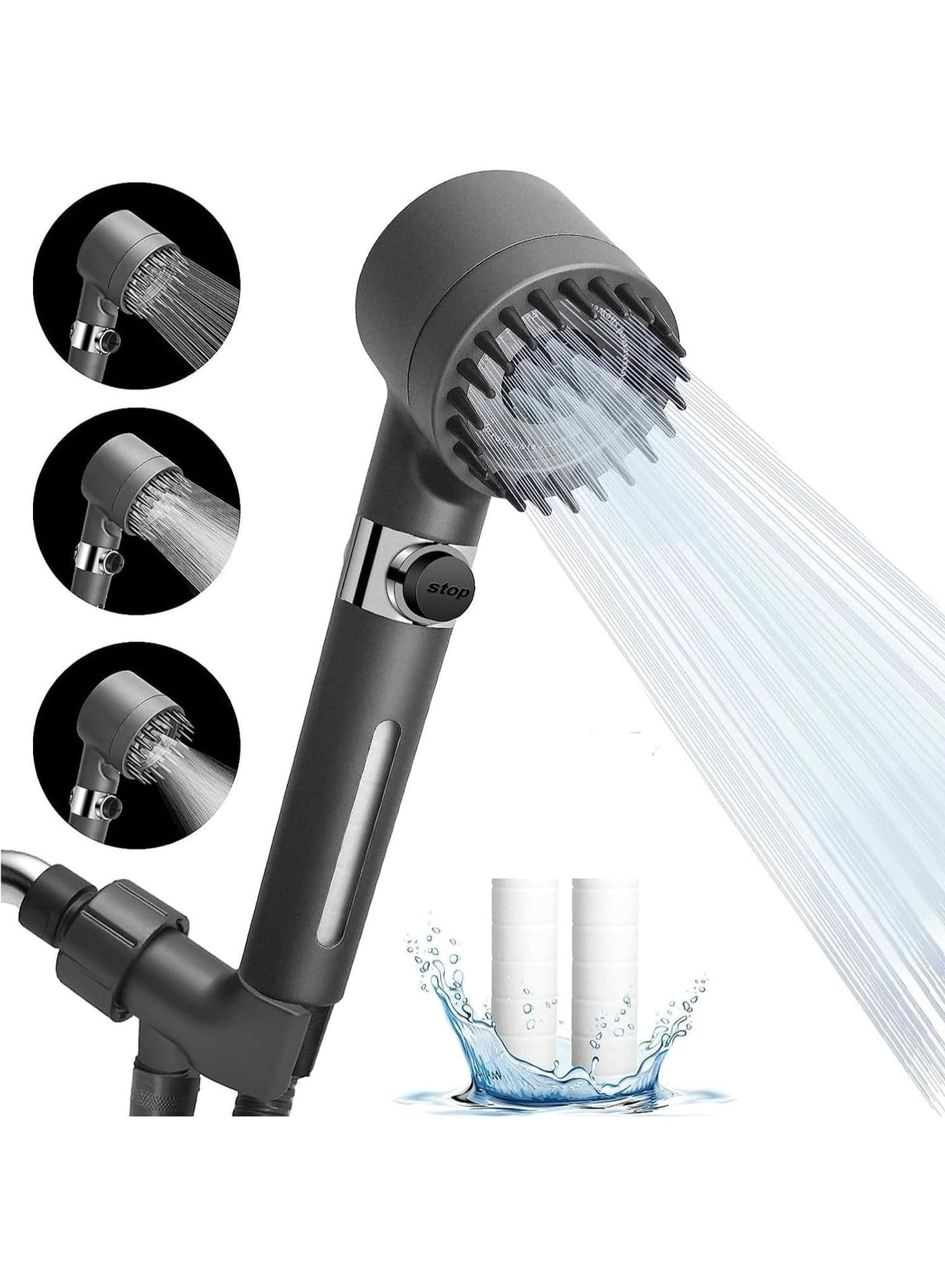 High-pressure Shower Head With Massage Brush Filter 3 Modes Adjustable Water Spray Rain Shower Faucet Bathroom Accessories