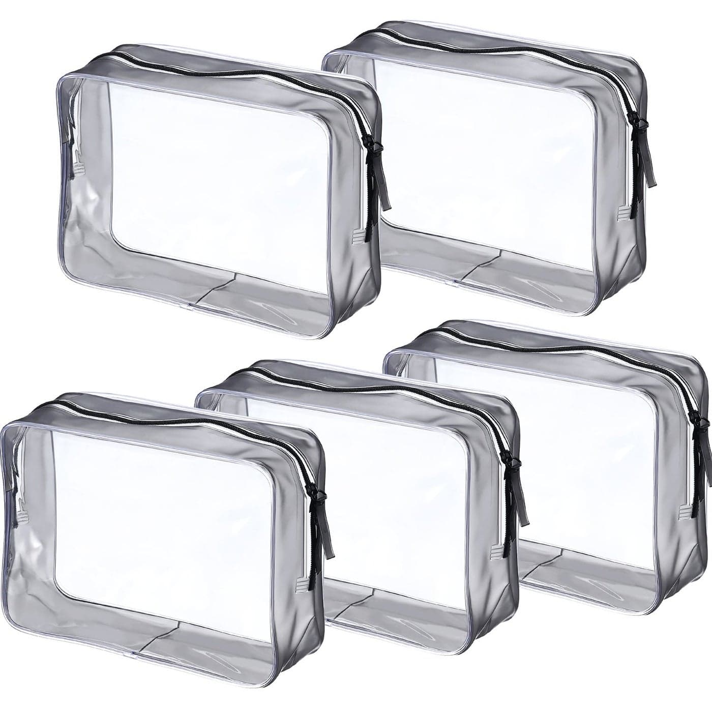Pangda 5 Pack Clear PVC Zippered Toiletry Carry Pouch Portable Cosmetic Makeup Bag for Vacation Bathroom and Organizing Small Transparent