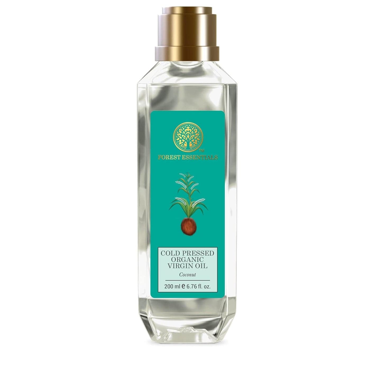 Forest Essentials Organic Cold Pressed Virgin Oil Coconut Rich in Vitamin E with Pure Coconut Massage Oil For Hair Skin 200 ml