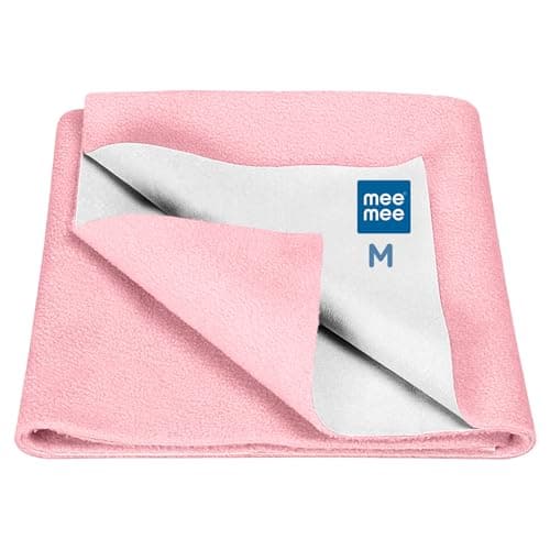 Mee Mee Reusable Water Proof Cotton Bed Protector Sheet/Extra Absorbent Mat/Dry Sheets/Urine Sheet/Dry Mat (70CmX100Cm) (Medium, Pink)