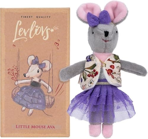 LEVLOVS Ballerina Mouse Doll Mouse in a Box Toy Baby Registry Gift