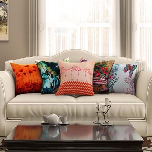 SEJ by Nisha Gupta Polycotton Multicolor Cushion Covers (5, SEJ-039)
