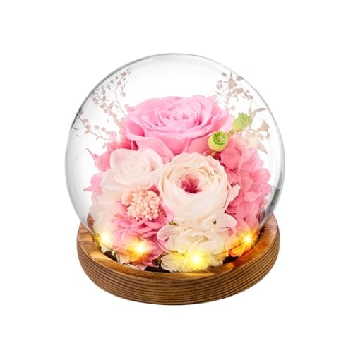 pisyae Forever Flowers Gifts for Mom .Birthday Gifts for Women, Preserved Flowers in Glass Fresh Flowers for Delivery Prime Pink Roses for Grandma Sister Daughter