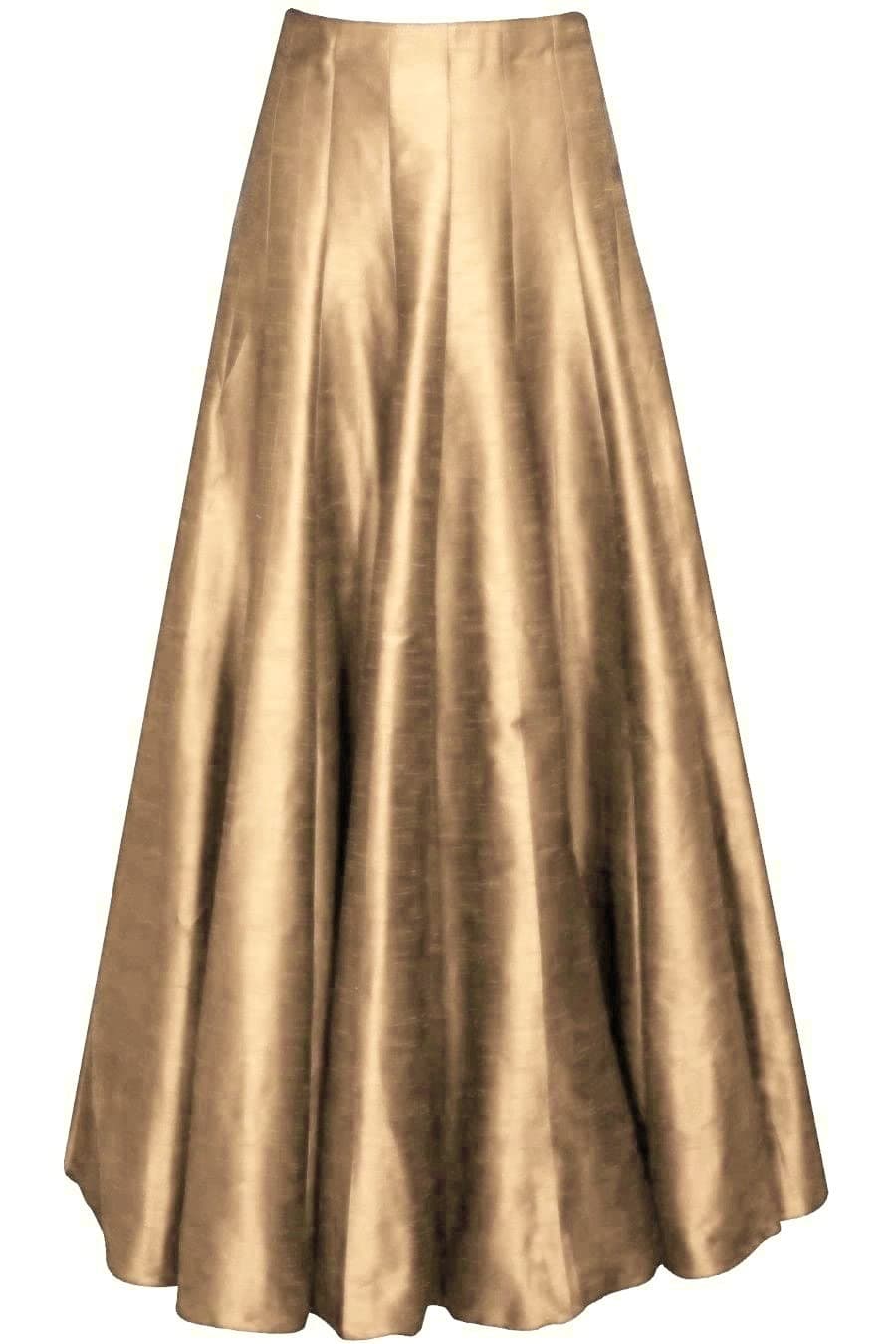 Massaya Silk Women's Maxi Long Skirt (Dm560long_Golden_Free Size)