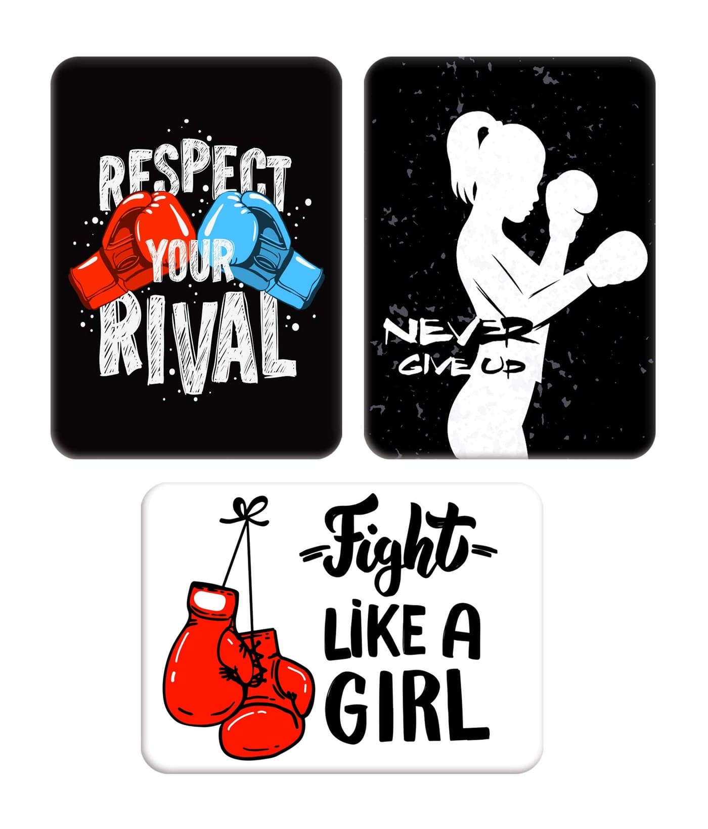 Whats Your Kick - Boxing Inspired Set of 3 - Printed Wooden Fridge Magnet | Boxing | Sports | Fitness | Game | Home Decor (5.5 x 8 -CM) Multi 5