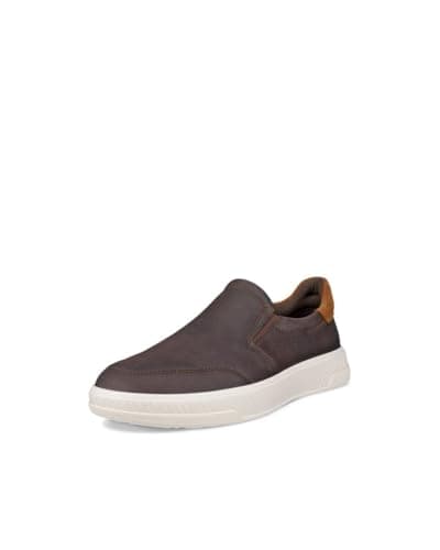 ECCO Men's Move Slip On Sneaker, Coffee/Camel Suede, 8-8.5