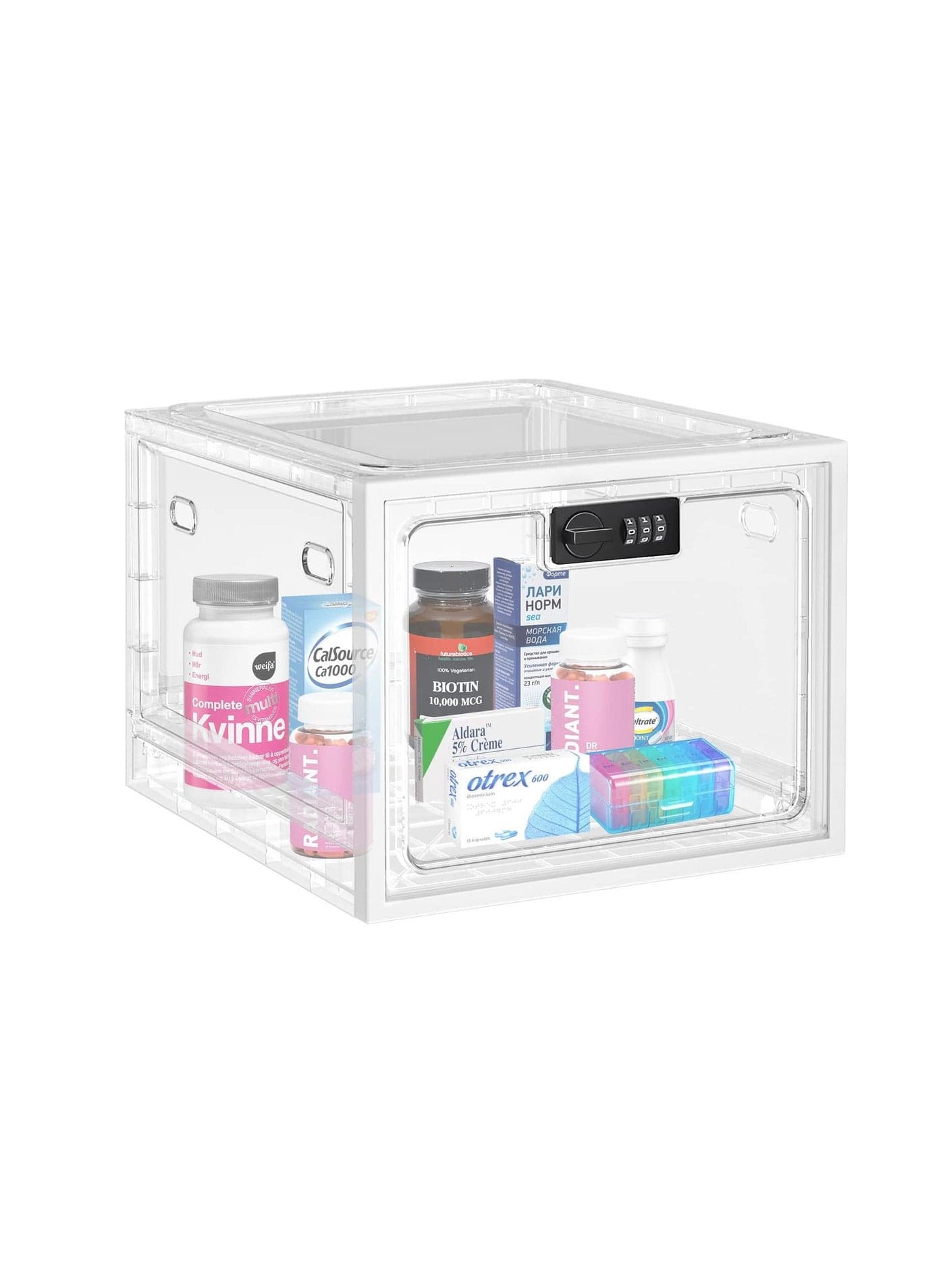 Clear Medication Lock Box, Lockable Storage Box for Safe Medicine Storage, Refrigerator Food Snack Locking iPad Phone School Office and Kitchen Home Safety