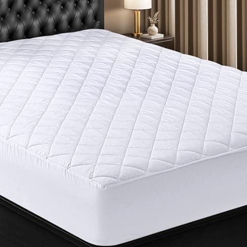 Utopia Bedding Quilted Fitted Mattress Pad Twin Size Elastic Fitted Mattress Topper Protector and Cover Stretches up to 16 Inches Deep Machine Washable White