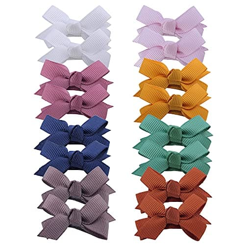 Boutique Baby Hair Clips Toddler Tiny Hair Bow Snap Clips in Fringe Bangs Hair Accessories Infant Baby Girls Kids Hair Bows (16 Colors)