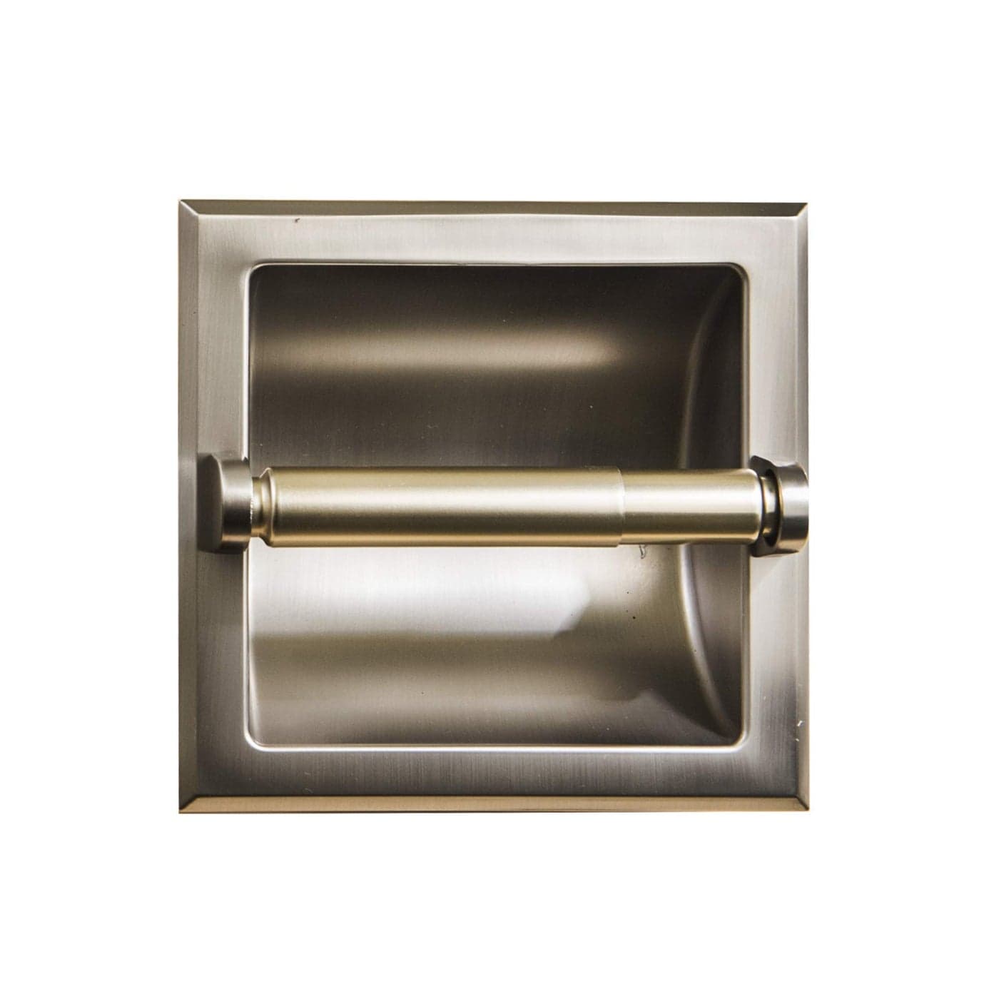 SENTO Recessed Brushed Nickel Toilet Paper Holder Wall Mounted Heavy Duty Metal Toilet Paper Roll Holder with Rear Mounting Bracket in Wall Easy Installation Satin Nickel