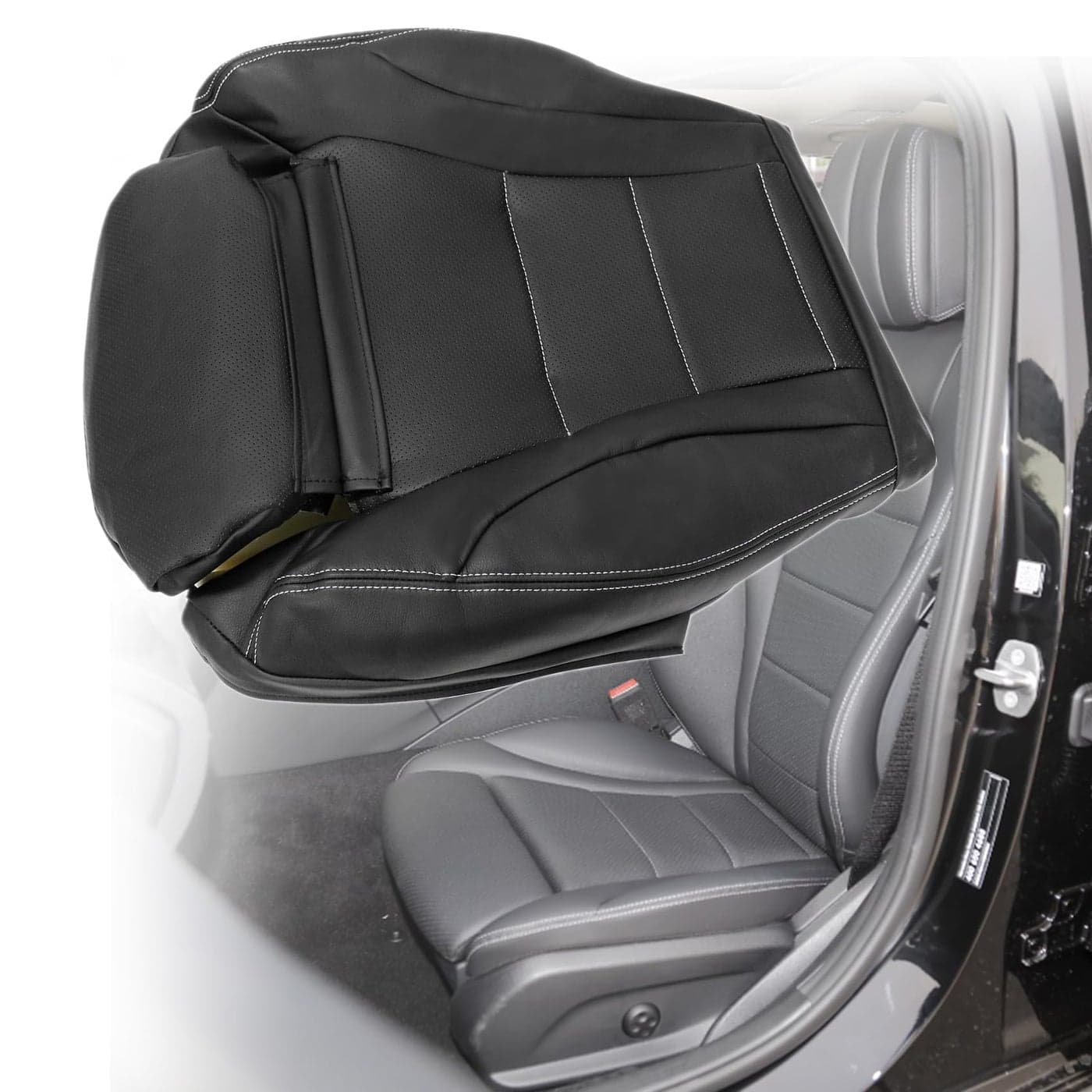 AOUTTUOA Driver Side Bottom Leather Seat Cover Black Fit for Mercedes Benz C250 C300 C350 C350e C400 2015 2016 2017 2018 2019 2020 2021