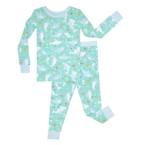 Little Sleepies Two-Piece Pajama Set for Boys & Girls, Soft Viscose from Bamboo Toddler Pajamas for Kids, Family Matching PJs, Shark Soiree, 12-18M