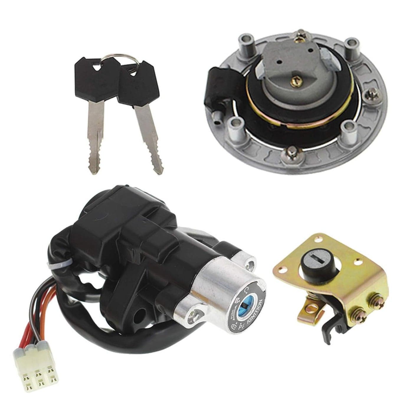 Waltyotur Ignition Switch Gas Cap Cover Seat Lock Key Replacement for Suzuki Motorcycles