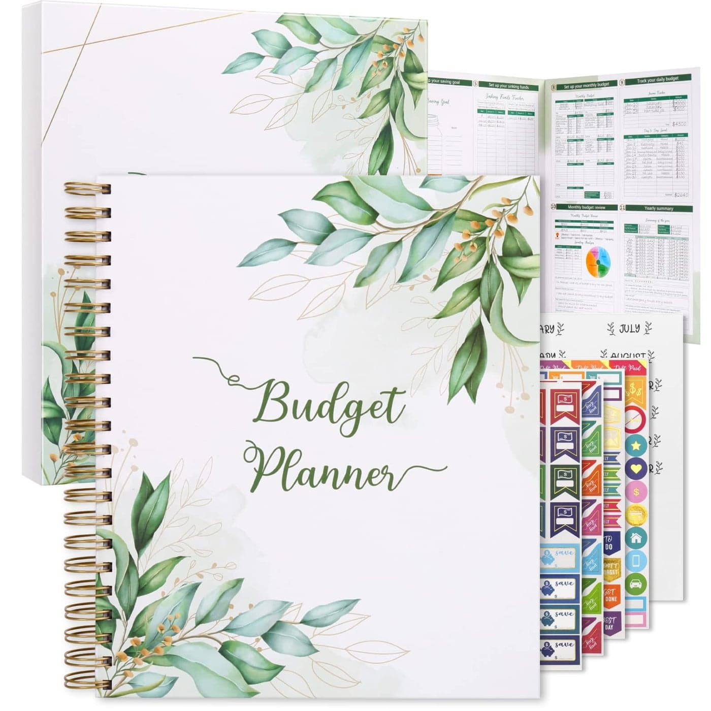 SOLIGT 85 x 11 inches Large Budget Planner and Monthly Bill Organizer Premium Hardcover Budget Book with 12 Pockets for Savings Debt Expense Tracking Budget Tracker with Stickers